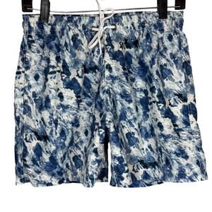 TRUNKS Surf & Swim Co Men's Medium Blue White Tie Dye Swim Trunks Board Shorts